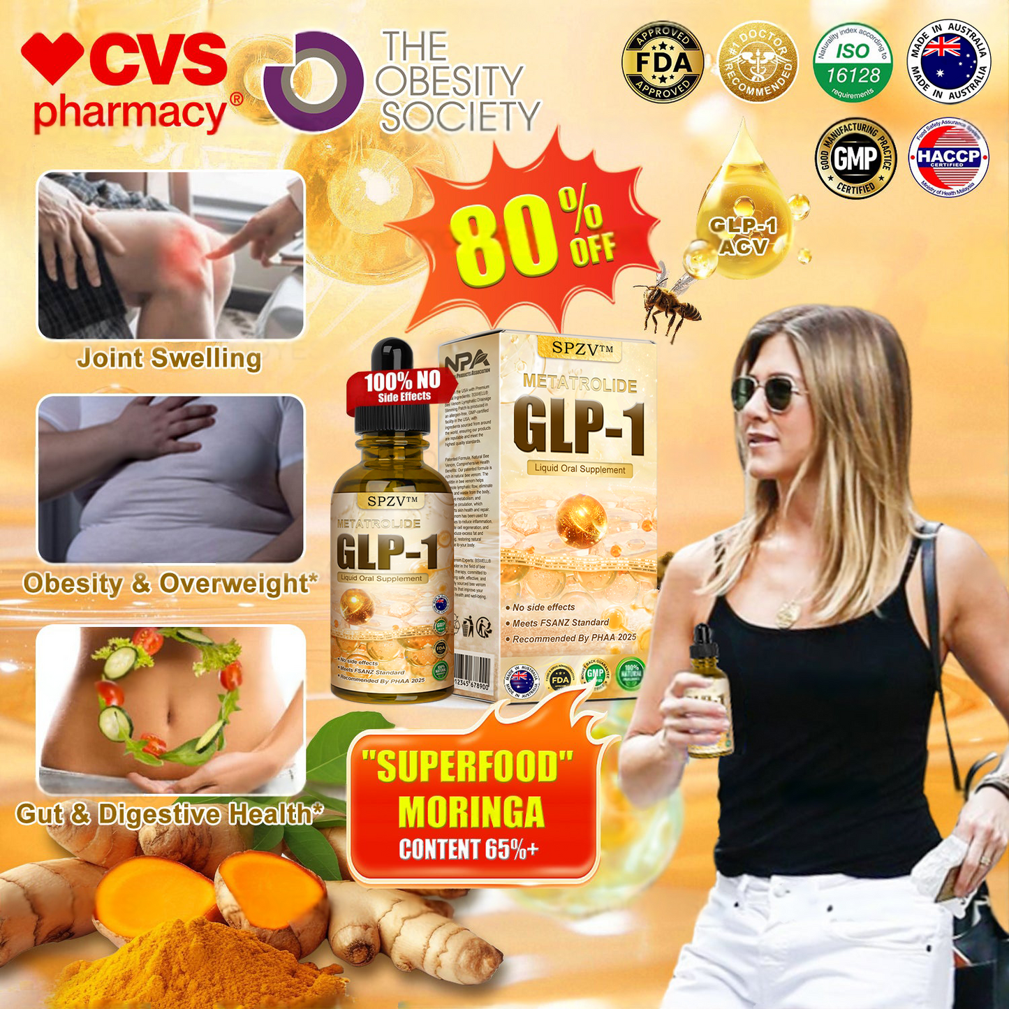 Mayo Clinic: 👍SPZV® Superfood Moringa, GLP-1 Activation, Apple Cider Vinegar, Turmeric Herbal Oral Drops: Obesity, Cardiovascular Diseases, Diabetes, Sleep Apnea, Joint Problems and More🔥