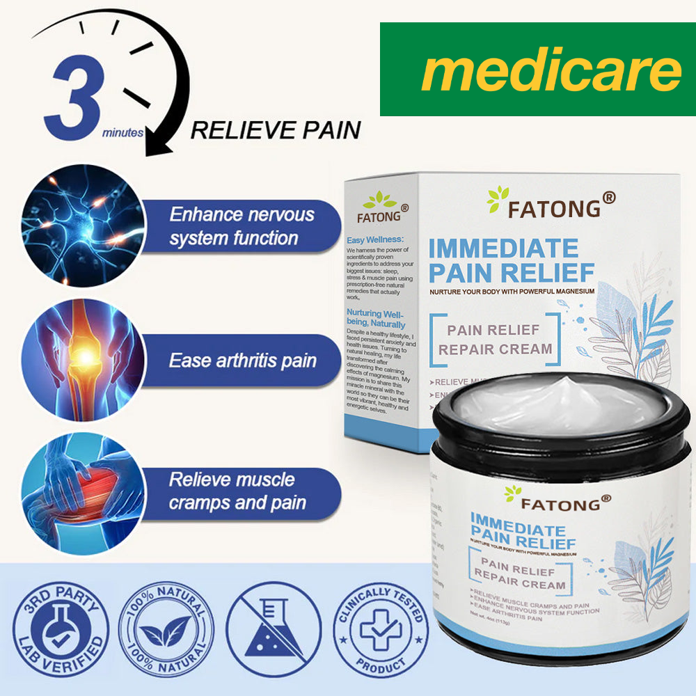 ✅Medicare Approved: FATONG® Magnesium Pain Healing Bone Cream (Relief of neuropathy, chronic pain, muscle spasms, cramps or twitches, poor bone health and other arthritis)