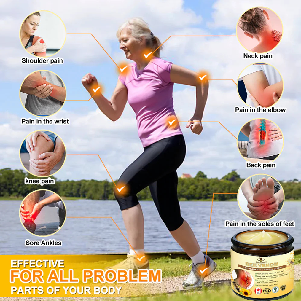 ✅Official Store: Bostore™ Bee-Venom Pain-Relief Bone Healing Cream👨⚕️Orthopaedic Association(AOA) Approved (Reducing joint swelling, pain, stiffness, redness, warmth, soreness, and joint fatigue)