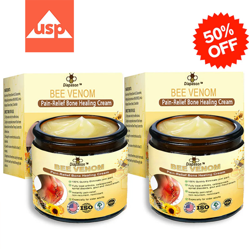 The Best Natural Pain Relief Cream of 2024: Diapason™ Bee-Venom Pain-Relief Bone Healing Cream👨⚕️American Osteopathic Association (AOA) Approved (Reducing joint swelling, pain, stiffness, redness, warmth, soreness, and joint fatigue)